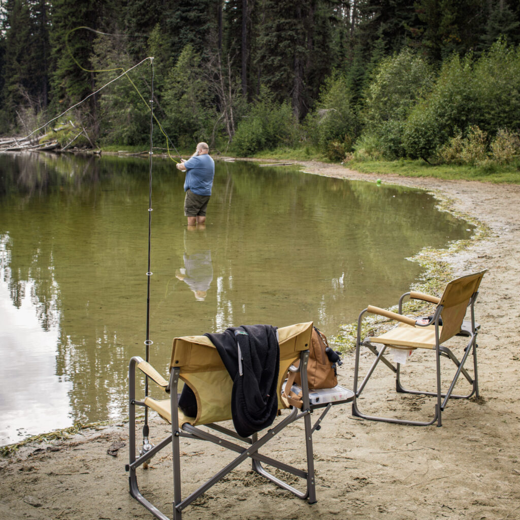Article Featured Image - Fishing at Nancy Greene Lake near Rossland BC.